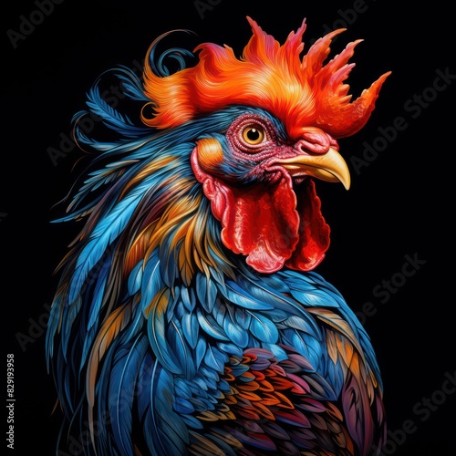 rooster isolated on a black background © marco