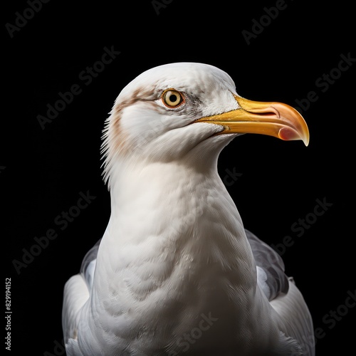 seagull isolated on a black background 
