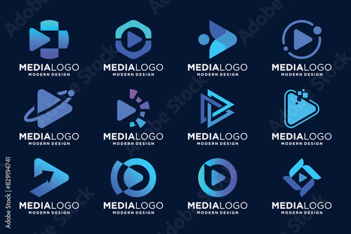 Play media streaming logo collection