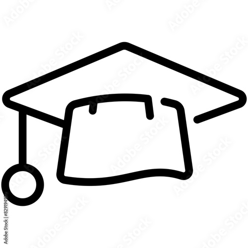 mortar board line icon