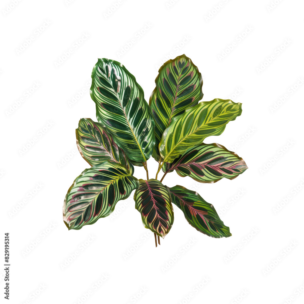 Fototapeta premium Calathea Foliage With Its Exotic Tropical, Isolated On Transparent Background, For Design And Printing
