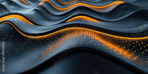 Futuristic waves of dark and glowing orange seamlessly merging technology and art