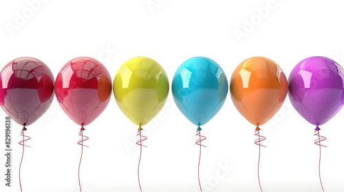 Colorful birthday balloons isolated transparent on white background.
