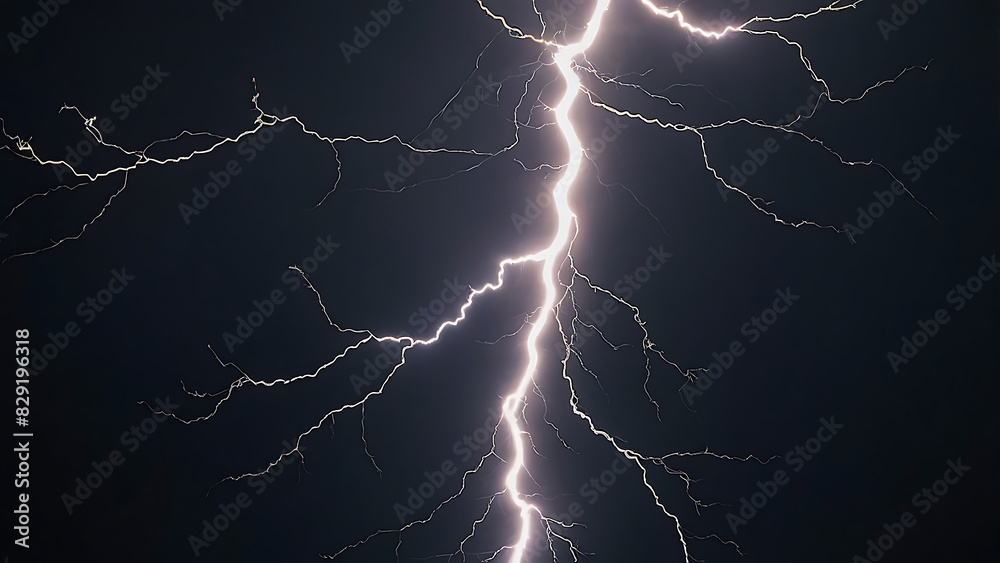 Powerful Lightning Storm Over City Power Lines at Night Powerful Lightning Storm Over City Power Lines at Night