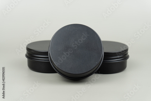 Pomade Container Mock-up with Gray Background photo