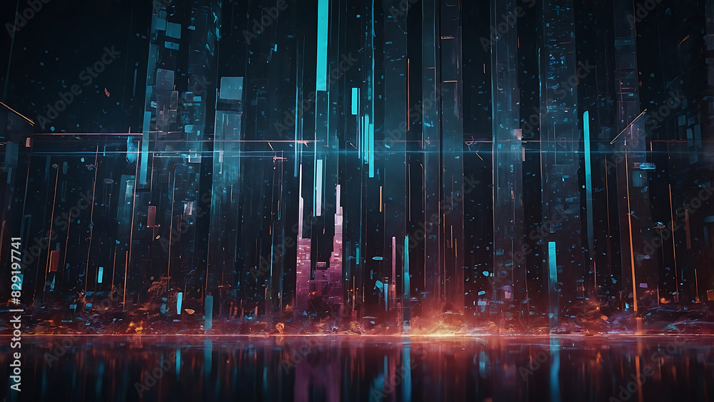 Abstract Digital Grid With Blue and Orange Light Effects in a Futuristic Cyberpunk Style Abstract Digital Grid With Blue and Orange Light Effects in a Futuristic Cyberpunk Style