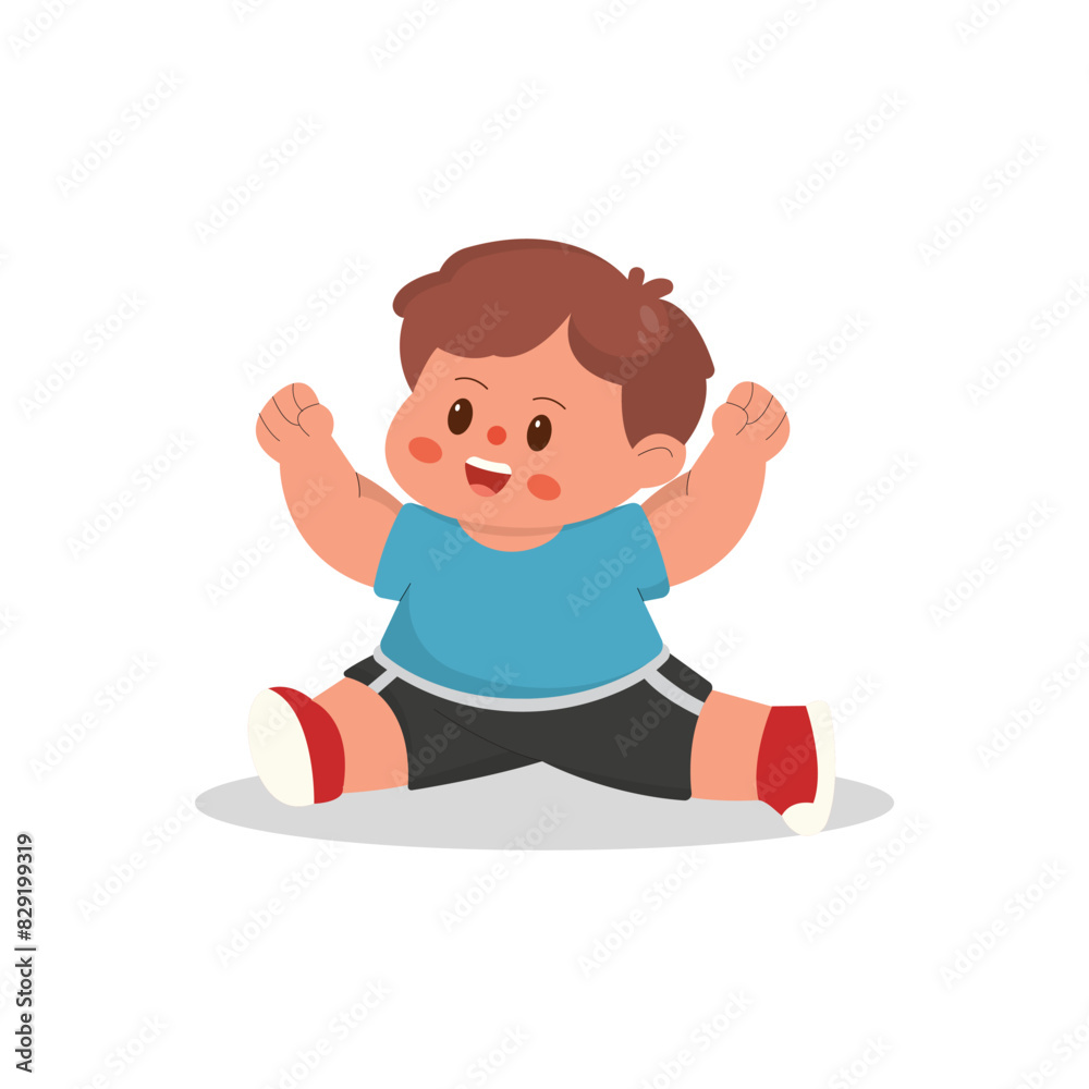 cartoon illustration of children playing fitnes. characters doing sports with a simple happy concept cartoon illustration of children playing fitnes. characters doing sports with a simple happy concept