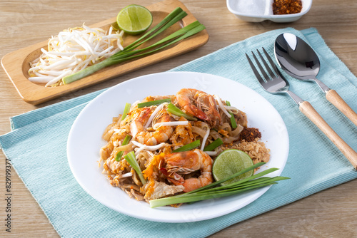 Pad Thai - stir-fried rice noodles with .shrimp - Thai food style