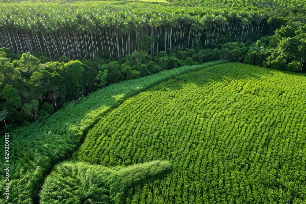 Sugar cane grows in large plantation fields Sugar cane grows in large plantation fields