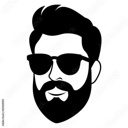 a vintage man face vector silhouette   a face with beard and sunglass silhouette