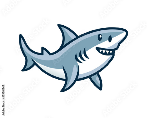 cute shark cartoon logo vector icon illustration