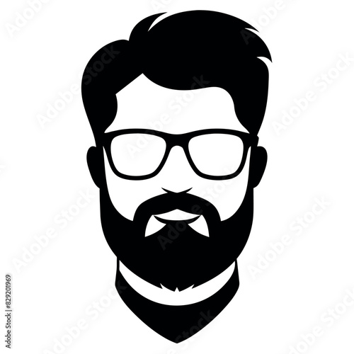 a vintage man face vector silhouette , a face with beard and sunglass silhouette