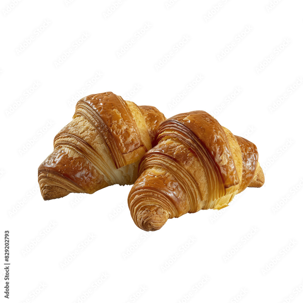 Twin Fresh Milk Croissants , Isolated On Transparent Background, For Design And Printing Twin Fresh Milk Croissants , Isolated On Transparent Background, For Design And Printing