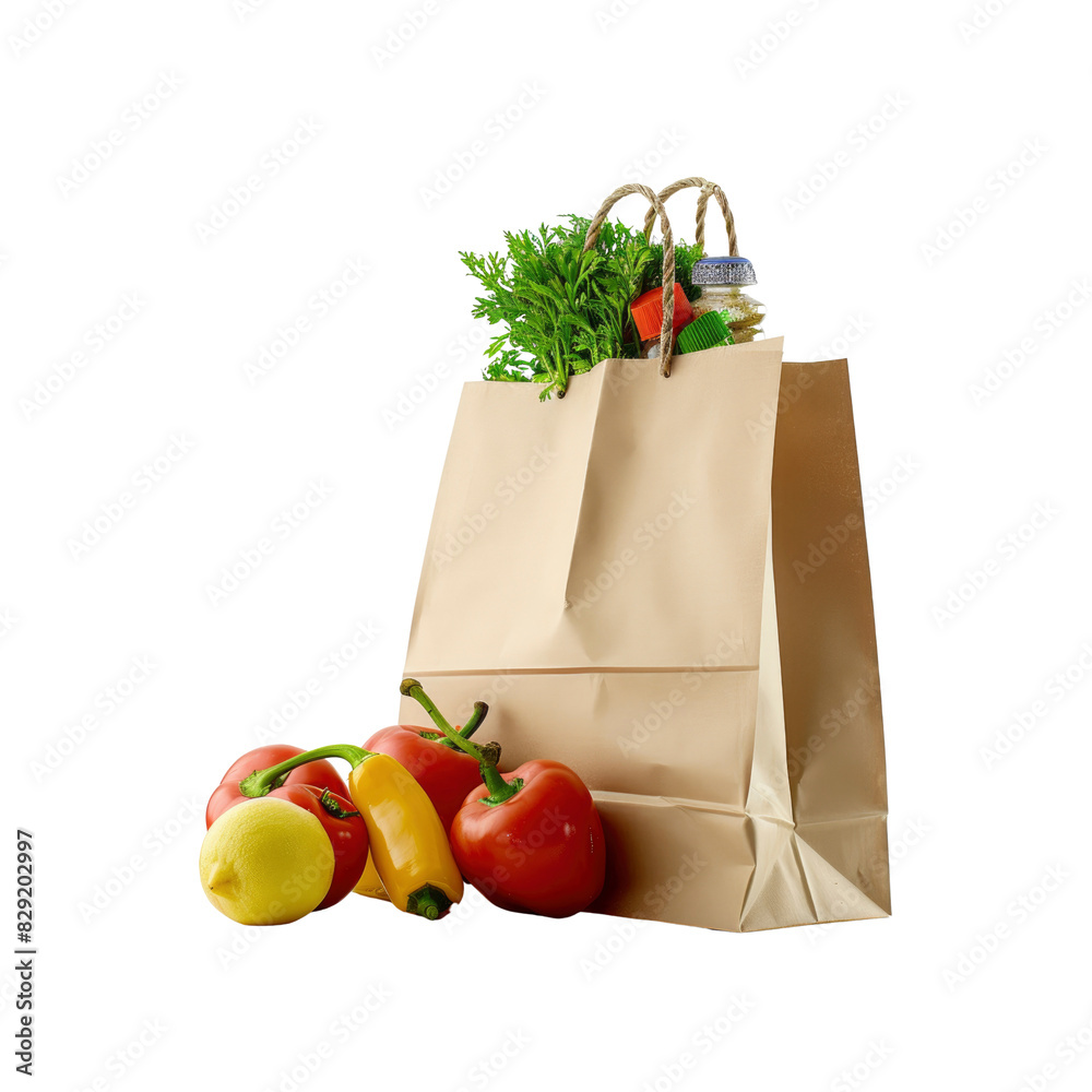Unpack Your Groceries With A Paper Bag, Isolated On Transparent Background, For Design And Printing Unpack Your Groceries With A Paper Bag, Isolated On Transparent Background, For Design And Printing