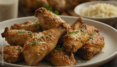 delicious garlic parmesan chicken wings on a plate