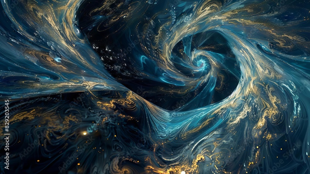 mesmerizing swirls of dark blue and gold abstract ocean at night digital art mesmerizing swirls of dark blue and gold abstract ocean at night digital art