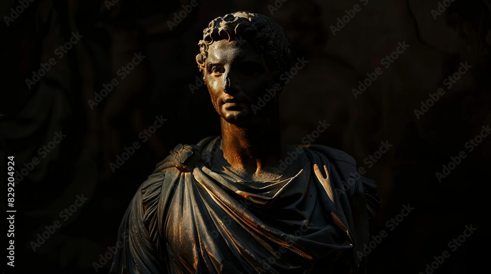 stoic figure illuminated in darkness symbolizing wisdom and virtue conceptual photography stoic figure illuminated in darkness symbolizing wisdom and virtue conceptual photography