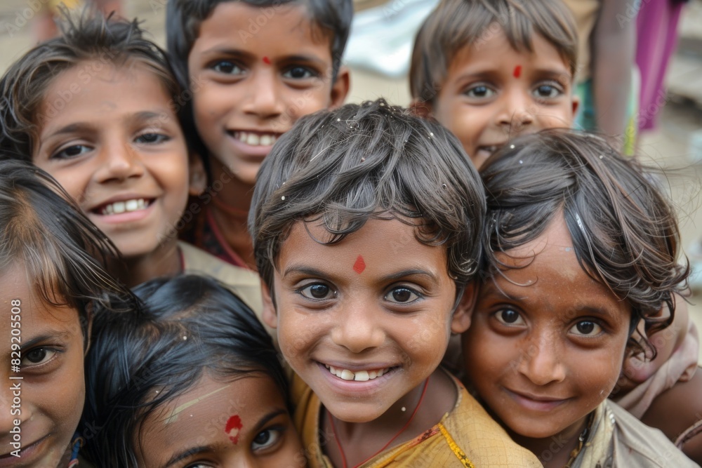 Portrait of a group of Indian kids in Kolkata.