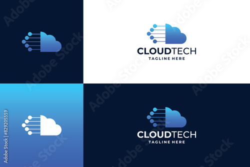 Fast connect cloud logo design.