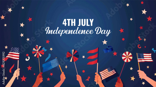 Vector 4th of july usa independence day banner, poster