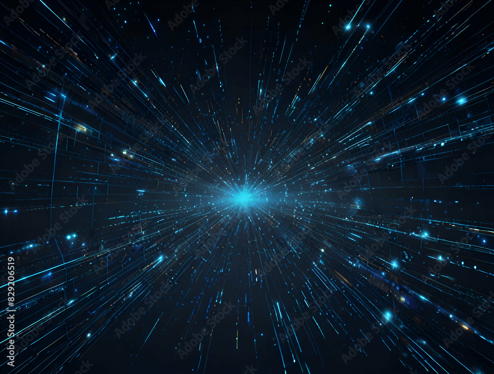 abstract wireframe background explosion of blue lights background