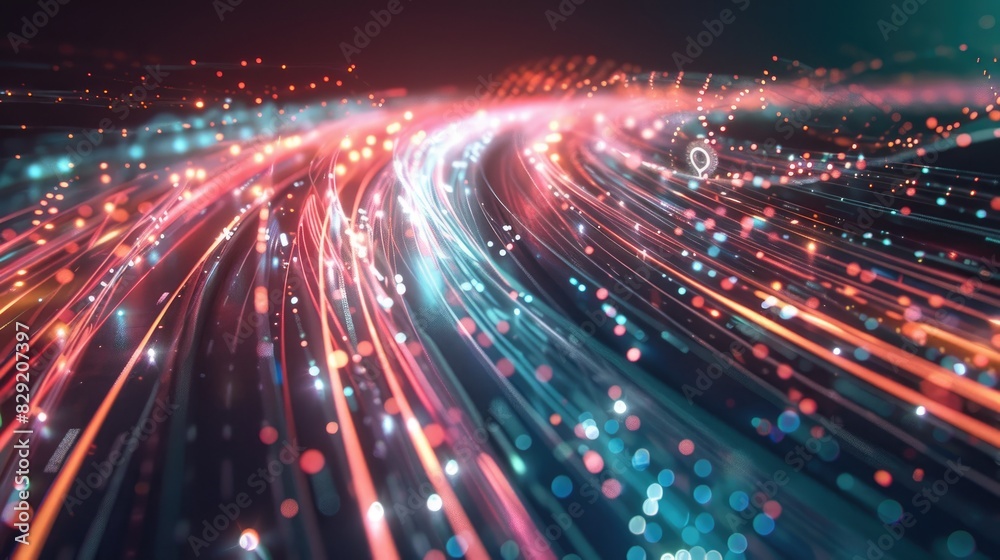 Dynamic high-speed data network with slick, glossy, and glowing lines of light Dynamic high-speed data network with slick, glossy, and glowing lines of light