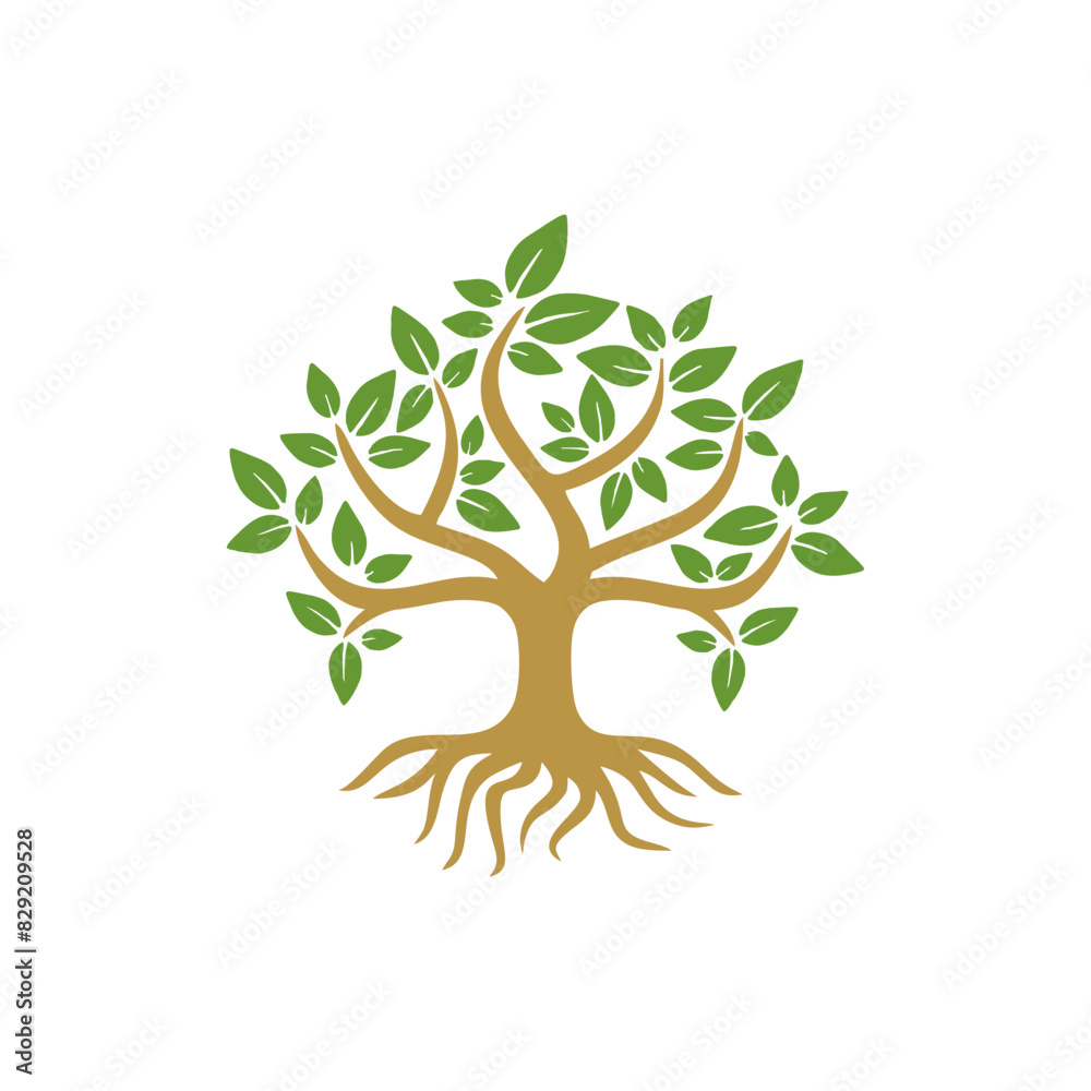 Obraz premium tree with roots logo design symbol