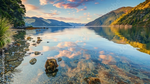 Experience the serene beauty of Momorangi Bay in Marlborough Sounds, South Island, New Zealand photo