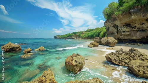 The sight of the rocky bingin beach