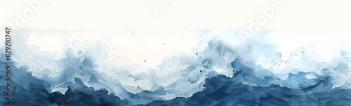 blue watercolor wave on white background