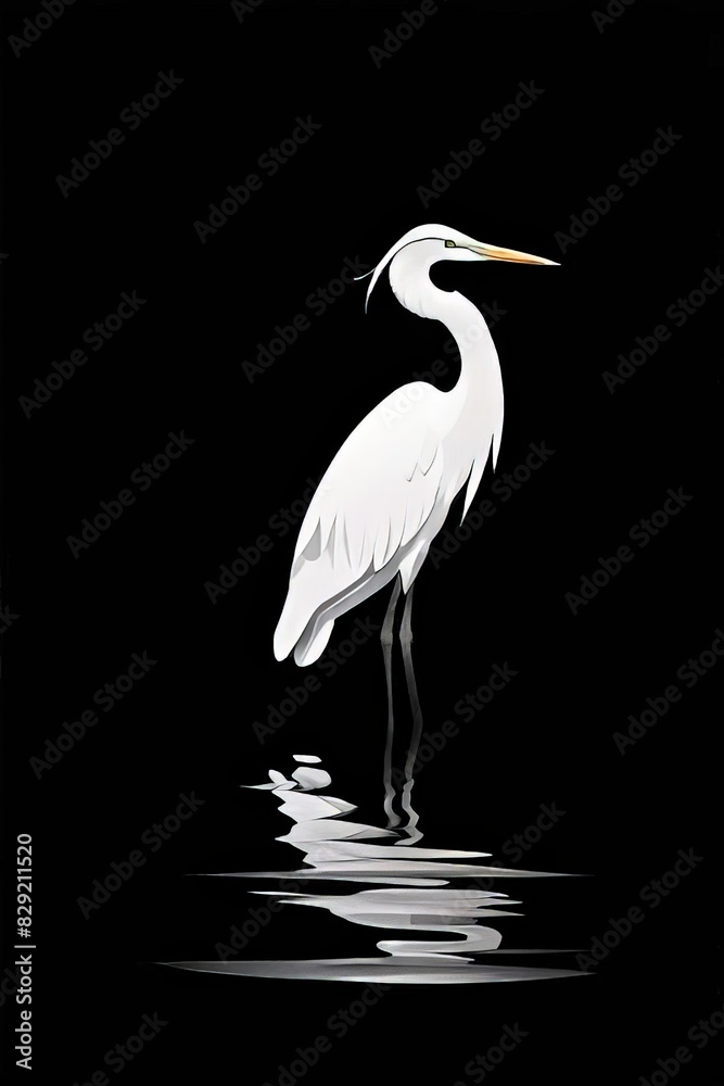 Obraz premium Snowy Egret, Egretta thula, in the coast habitat. Heron with sun in the morning