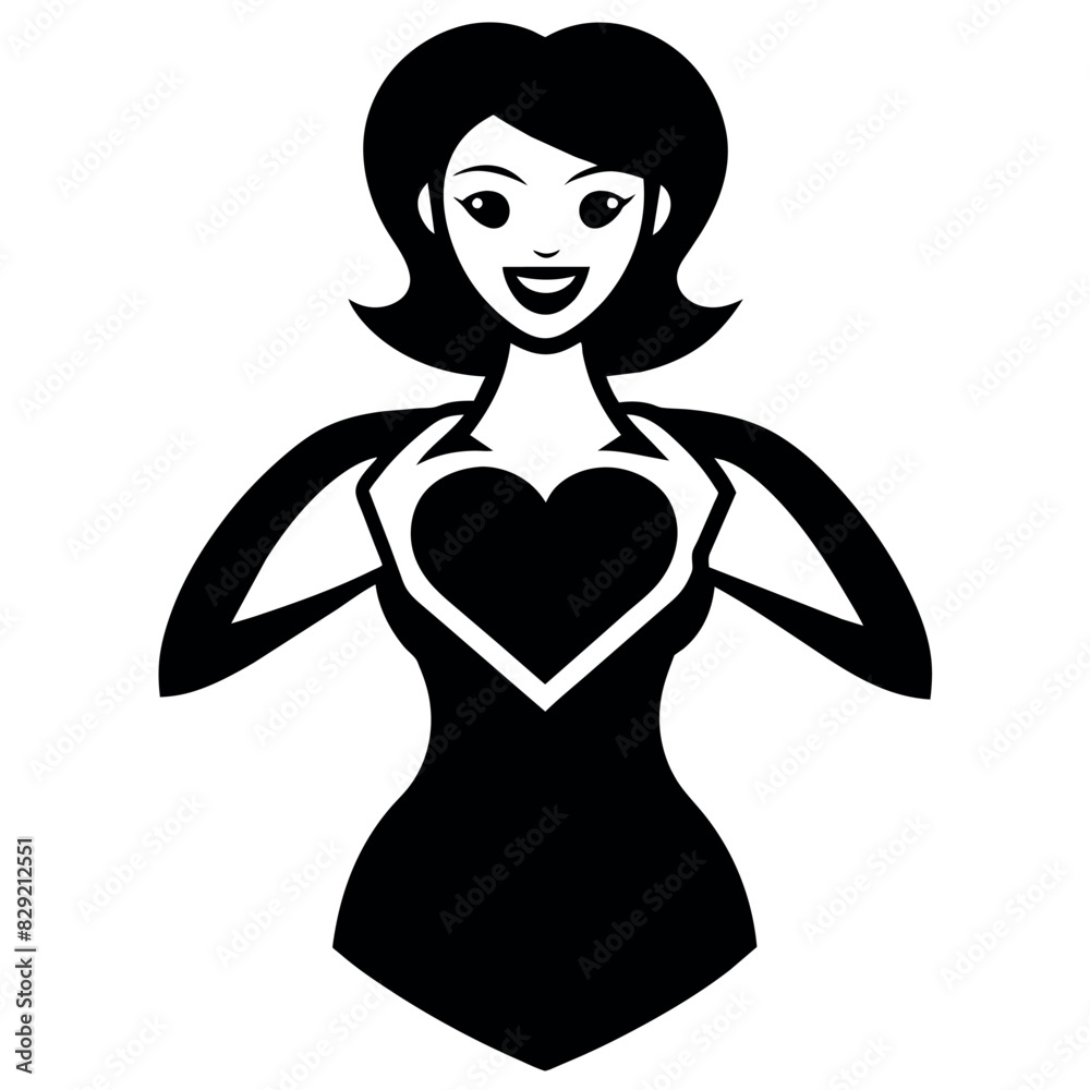 A beautiful Girl with heart shape , girl with heart shape vector silhouette, isolated white background A beautiful Girl with heart shape , girl with heart shape vector silhouette, isolated white background