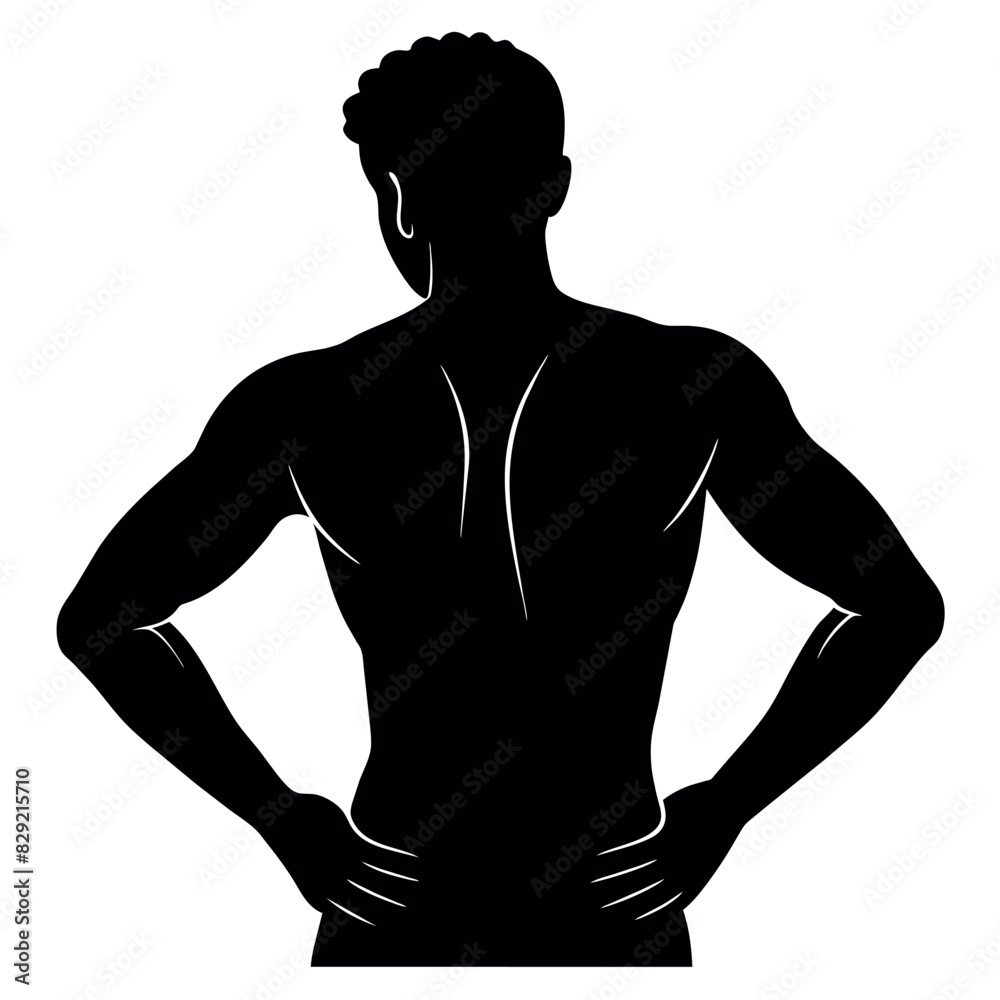 A man suffering back pain problem vector silhouette, white background A man suffering back pain problem vector silhouette, white background