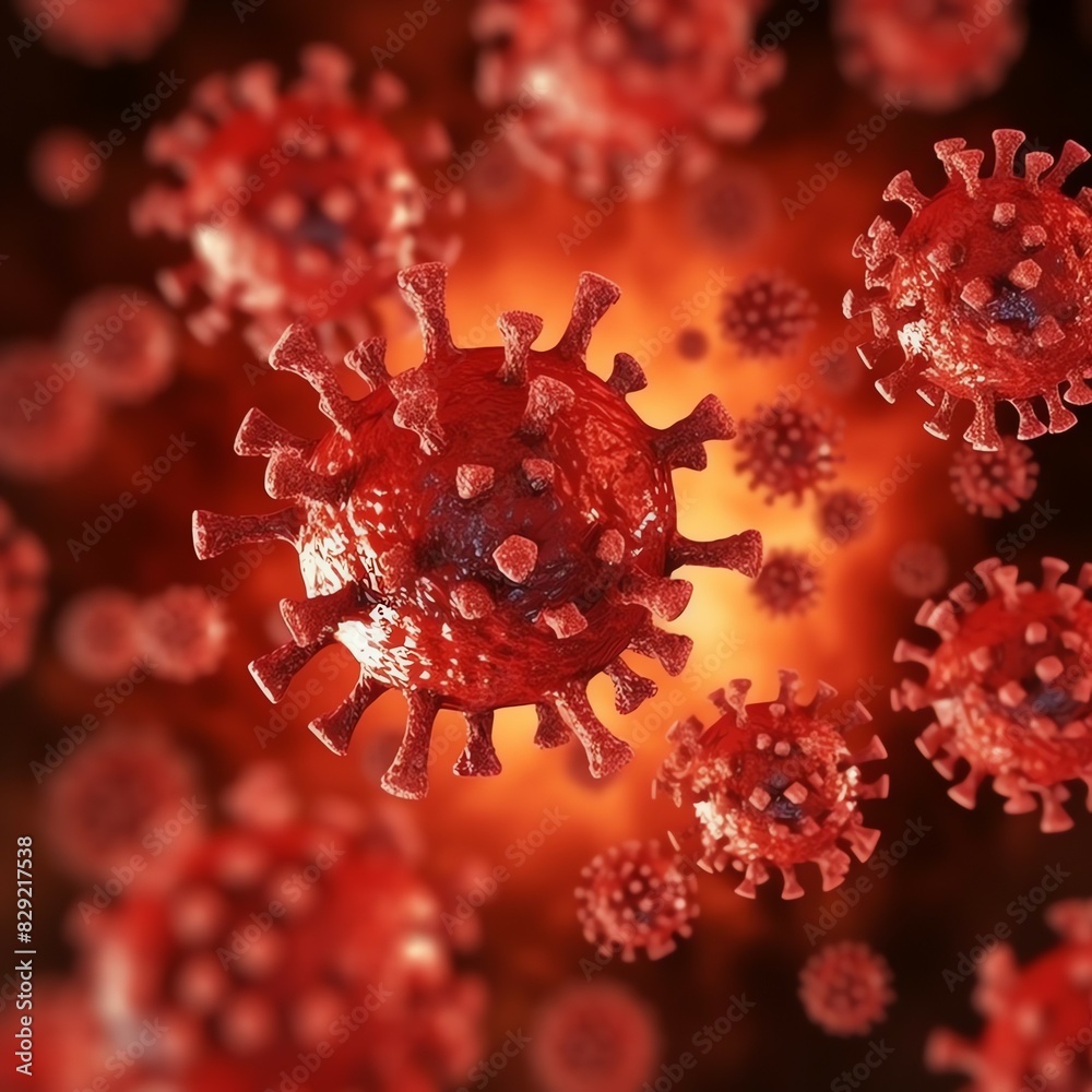 3D render of a medical with virus cells bacteria. Multiple realistic coronavirus particles floating 3D render of a medical with virus cells bacteria. Multiple realistic coronavirus particles floating