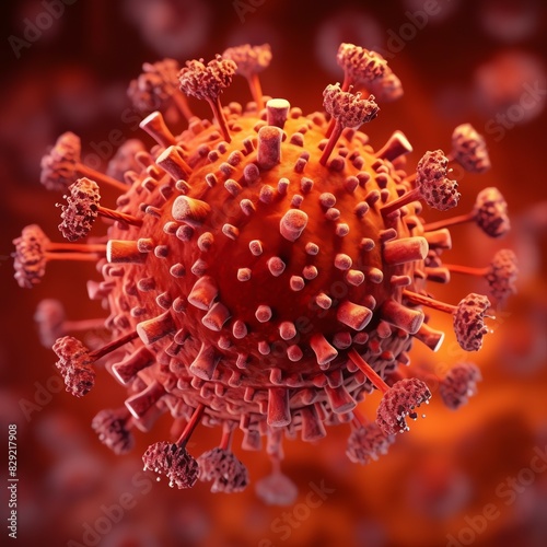 3D render of a medical with virus cells bacteria. Multiple realistic coronavirus particles floating © Realistic AI