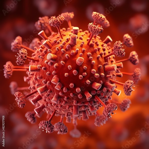 3D render of a medical with virus cells bacteria. Multiple realistic coronavirus particles floating