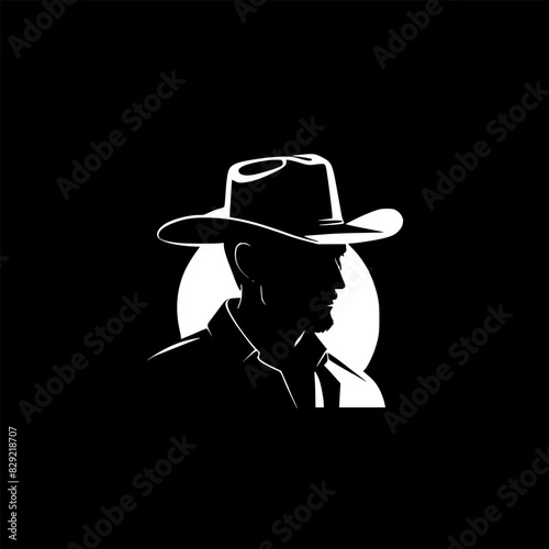cowboy face for logo, emblem, sign, vector, tattoo, symbol or illustration