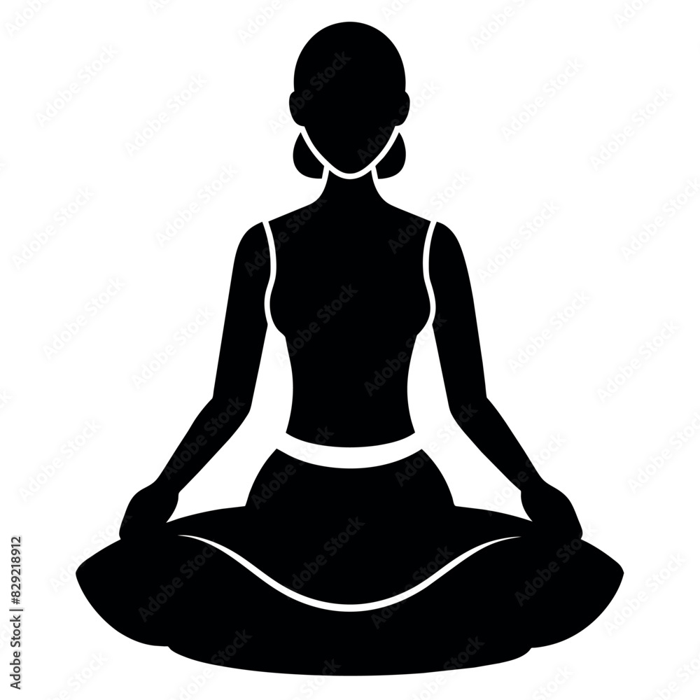 A rural Cultural woman doing yoga at home vector silhouette, white background A rural Cultural woman doing yoga at home vector silhouette, white background
