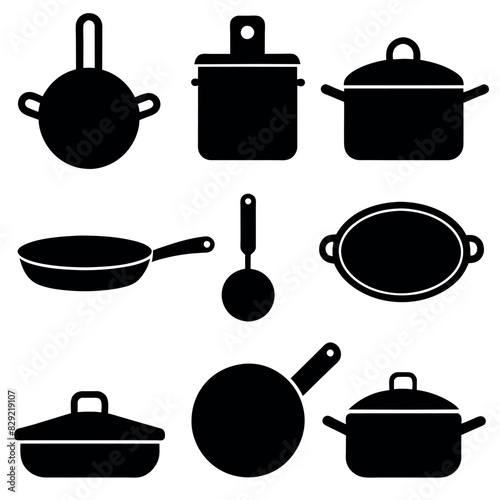 Kitchenware Icons vector art illustration, solid color white background