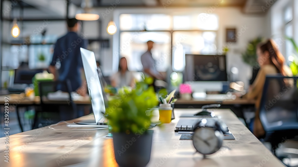 Business open modern office daytime daylight with blurred people in ...