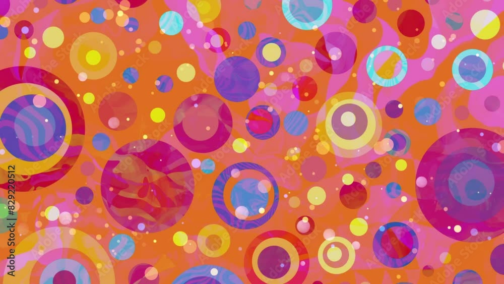 Abstract Groovy Background - Hypnotic and Trippy: Swirling, Twirling Circles with Funky, Colorful Motion - Orange, Purple and Red Circles