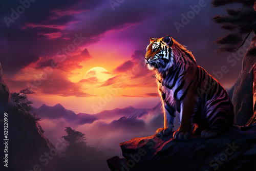 tiger at sunset photo
