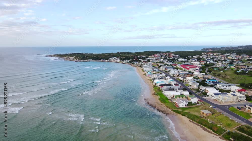 Scenic Still Bay west with its sandy coastline, Cape Whale Coast. High aerial Scenic Still Bay west with its sandy coastline, Cape Whale Coast. High aerial