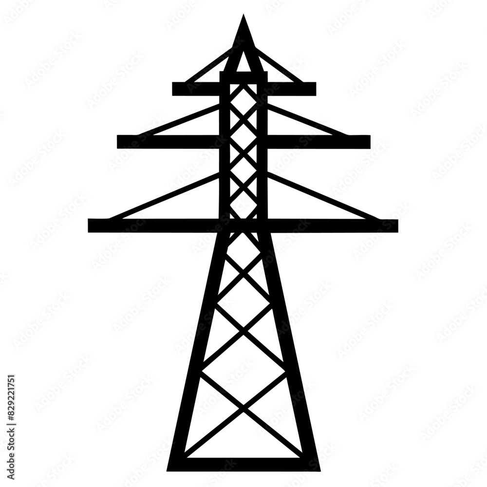 Electric pole. Power lines. Energy pylons vector silhouette, black color illustration Electric pole. Power lines. Energy pylons vector silhouette, black color illustration