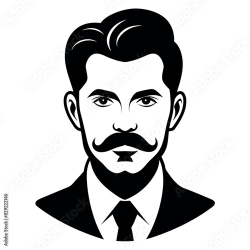 A vintage man profile vector silhouette, a man profile vector illustration black color, white background