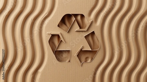 Abstract product background with recyclable symbol on cardboard