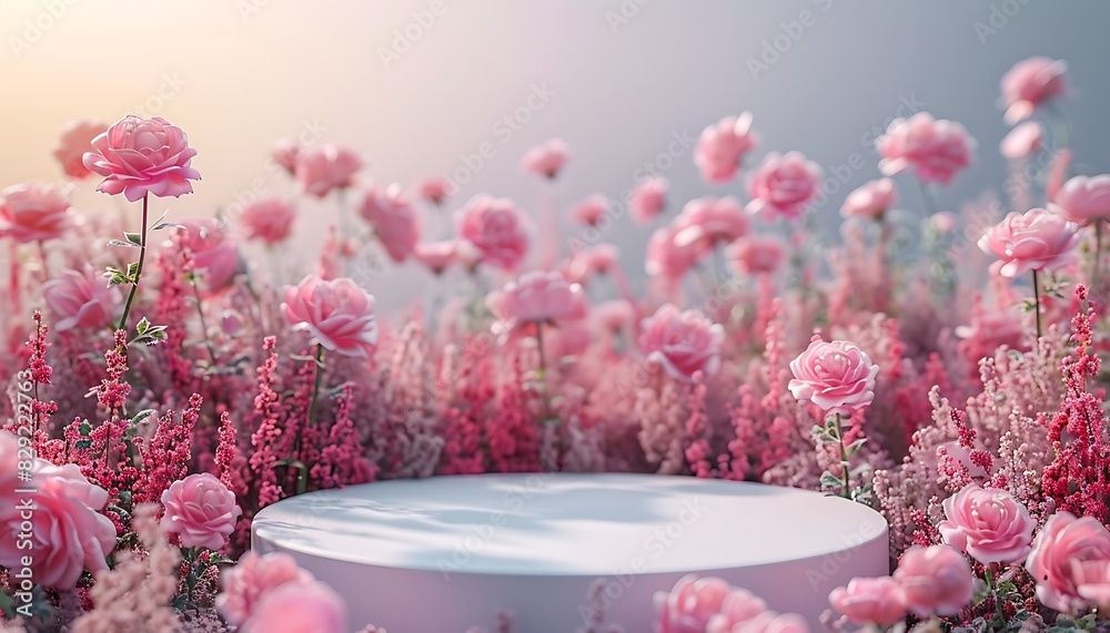Beauty Stand with Pink Rose Flowers Beauty Stand with Pink Rose Flowers