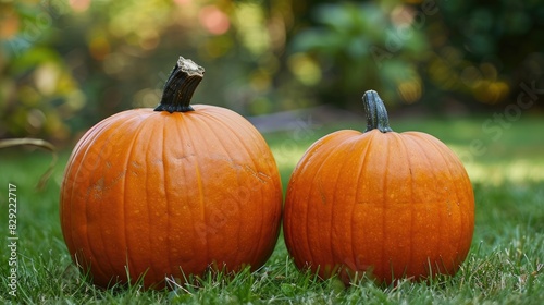 Two pumpkins of varying sizes