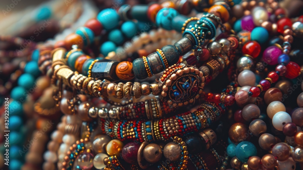 Close up View of Pile of Bohemian Bracelets Close up View of Pile of Bohemian Bracelets