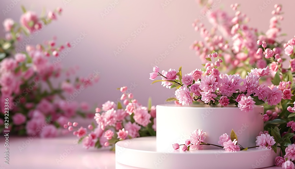 Fototapeta premium Purple Day Podium with Roses